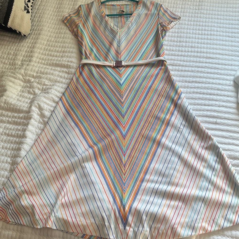 Striped Multicolor V-Neck Dress